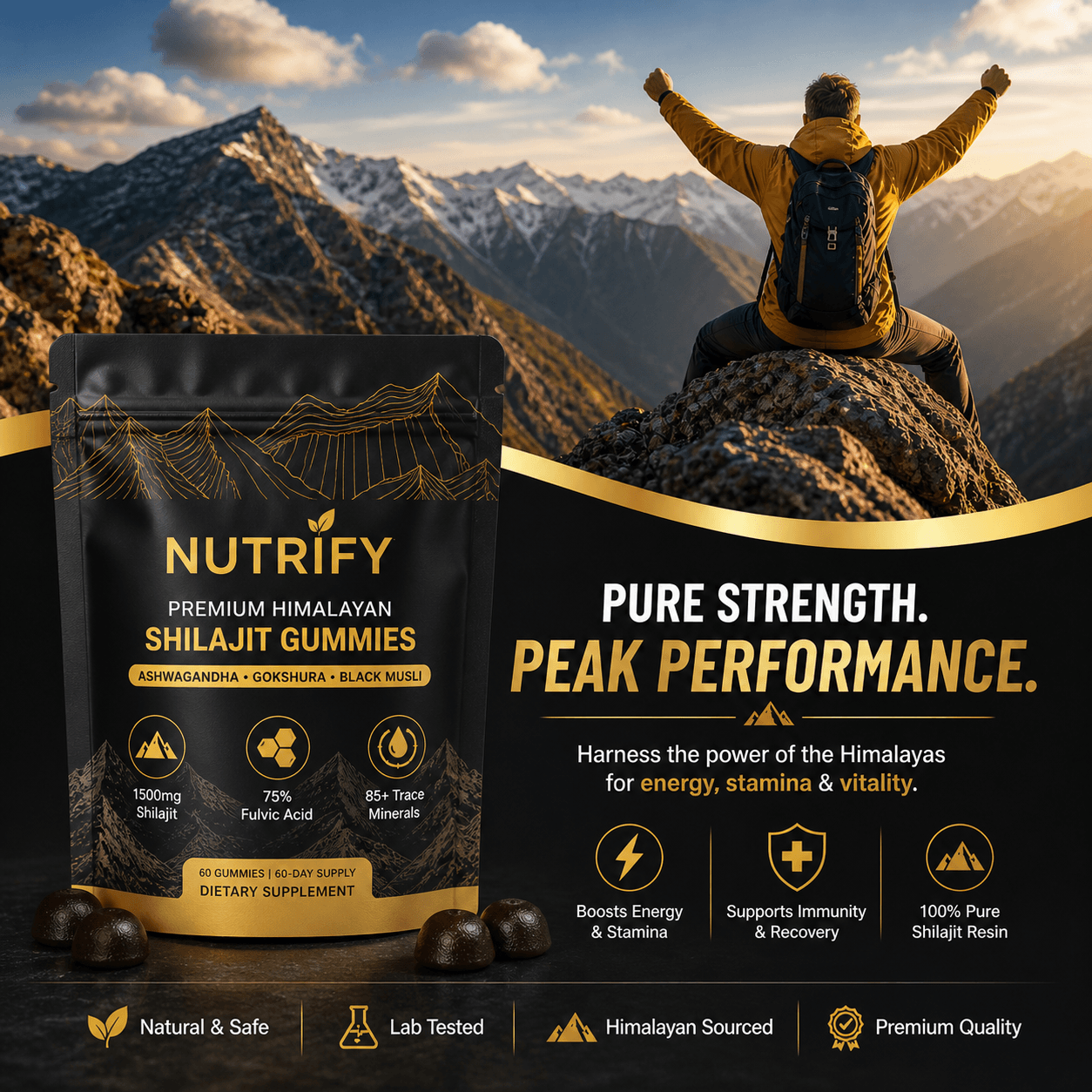 NUTRIFY™ Premium Himalayan Shilajit Gummies