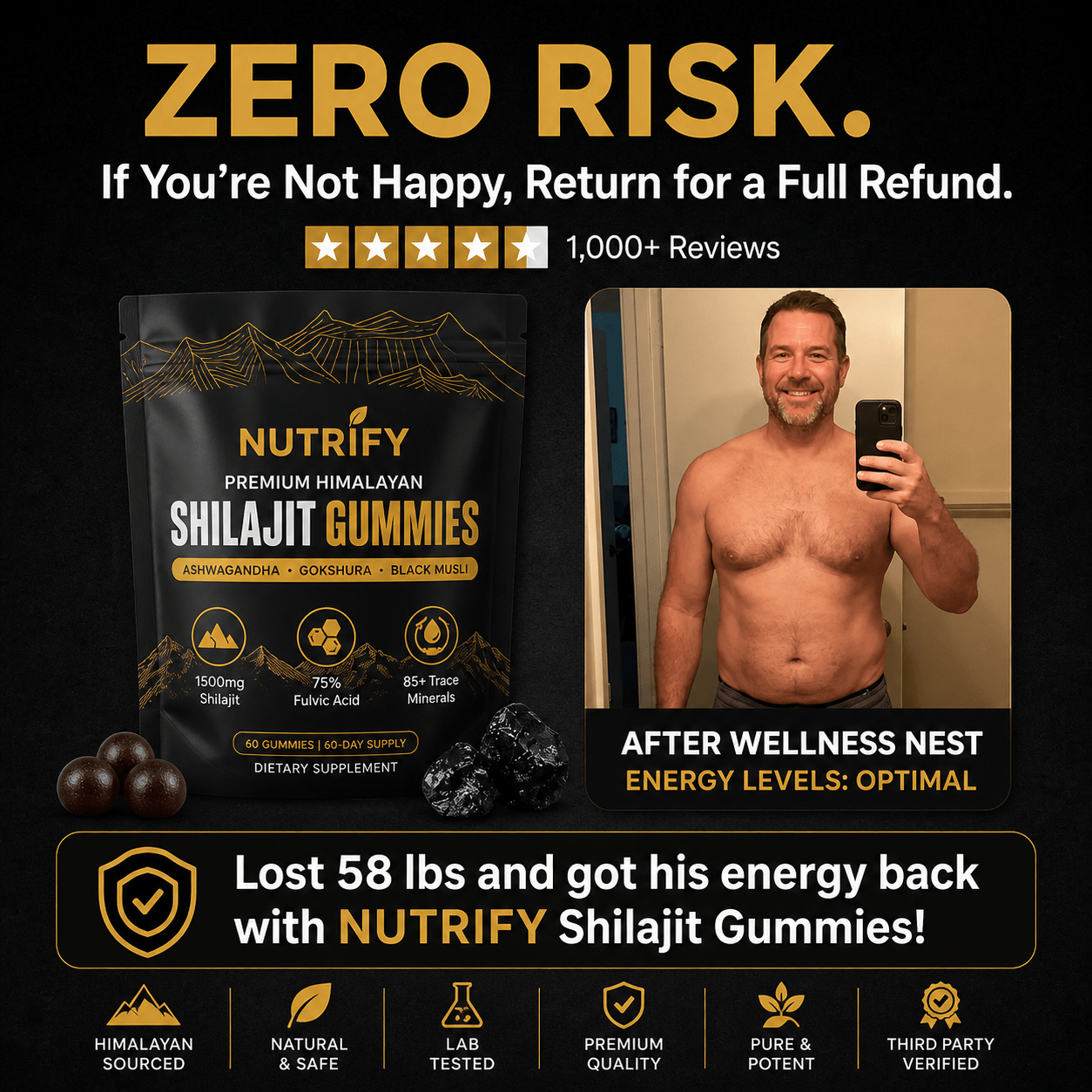 NUTRIFY™ Premium Himalayan Shilajit Gummies