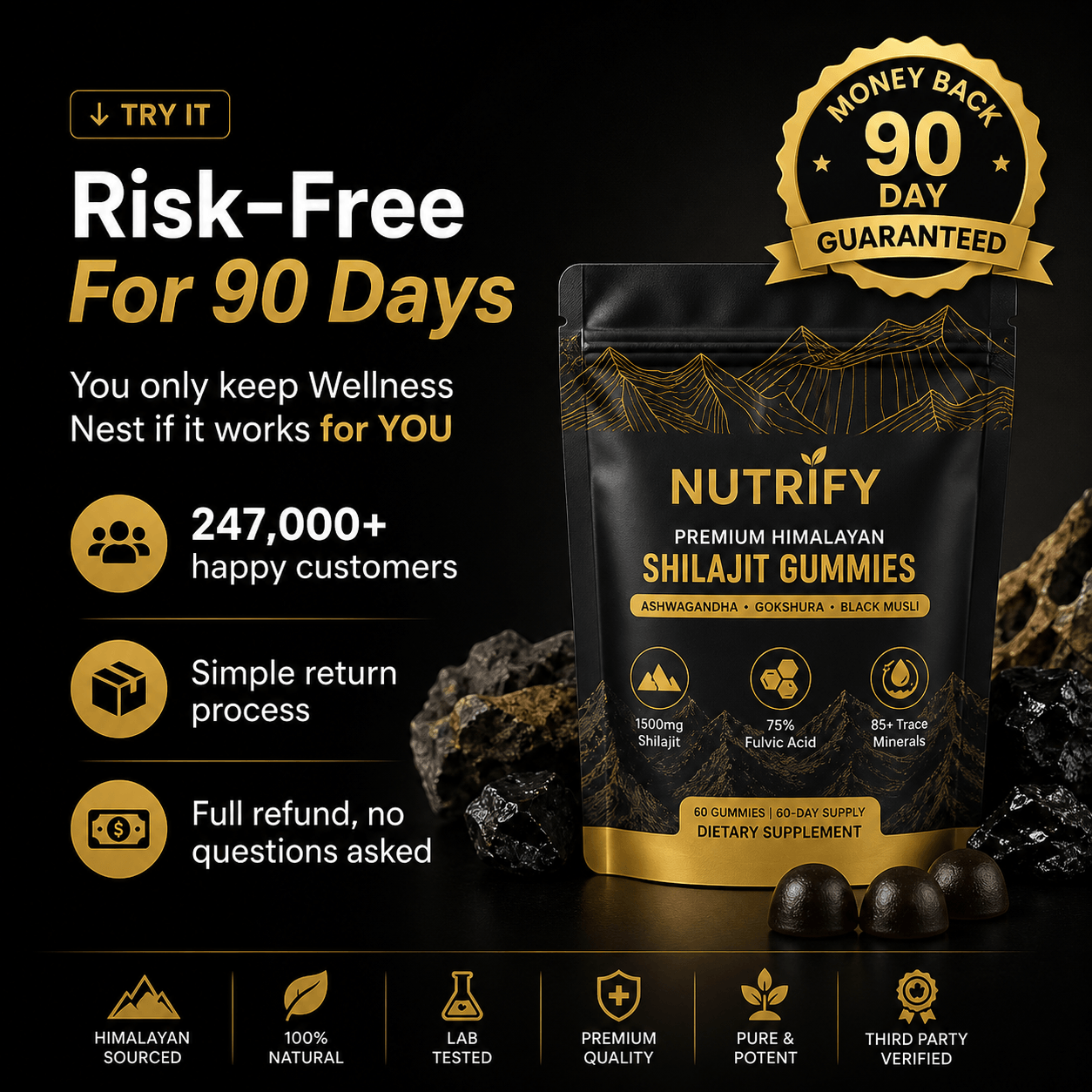 NUTRIFY™ Premium Himalayan Shilajit Gummies